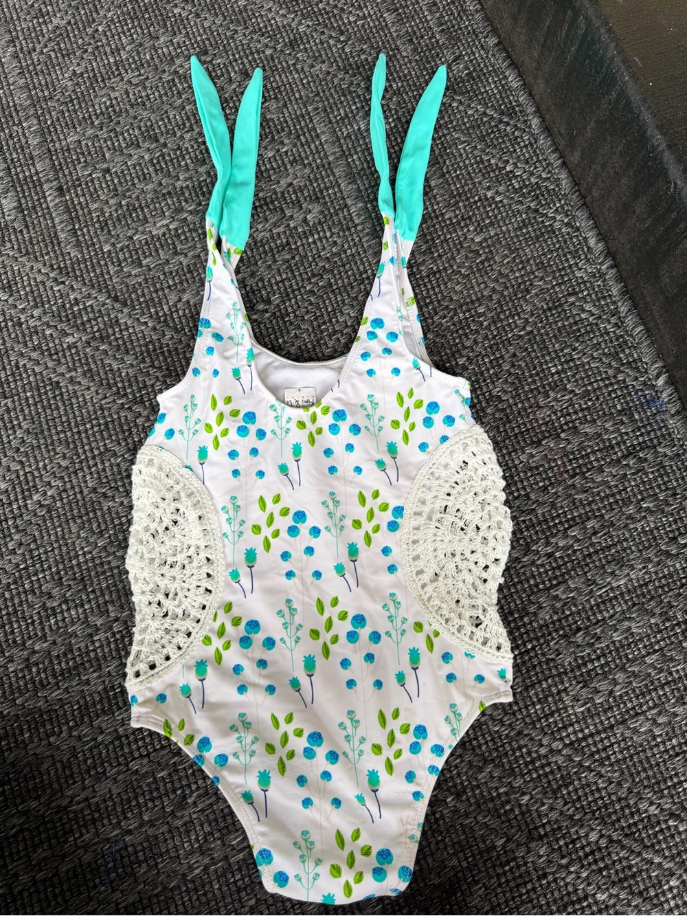Kimi & Li Floral One-Piece Swimsuit with Crochet Sides